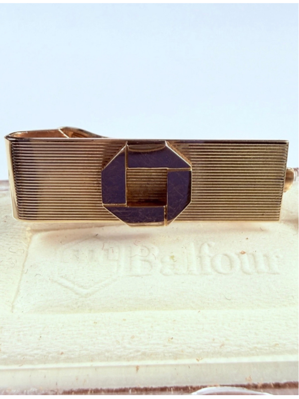 10K Gold Chase Bank Executive Wall Street Finance Balfour Tie Bar Shirt VTG Clip